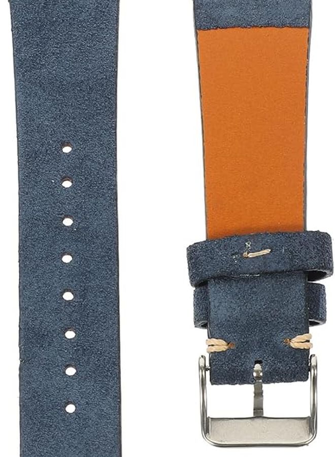 Genuine Suede Leather Watch Band 22Mm Blue Adjustable Replacement Strap For Men - Image 1
